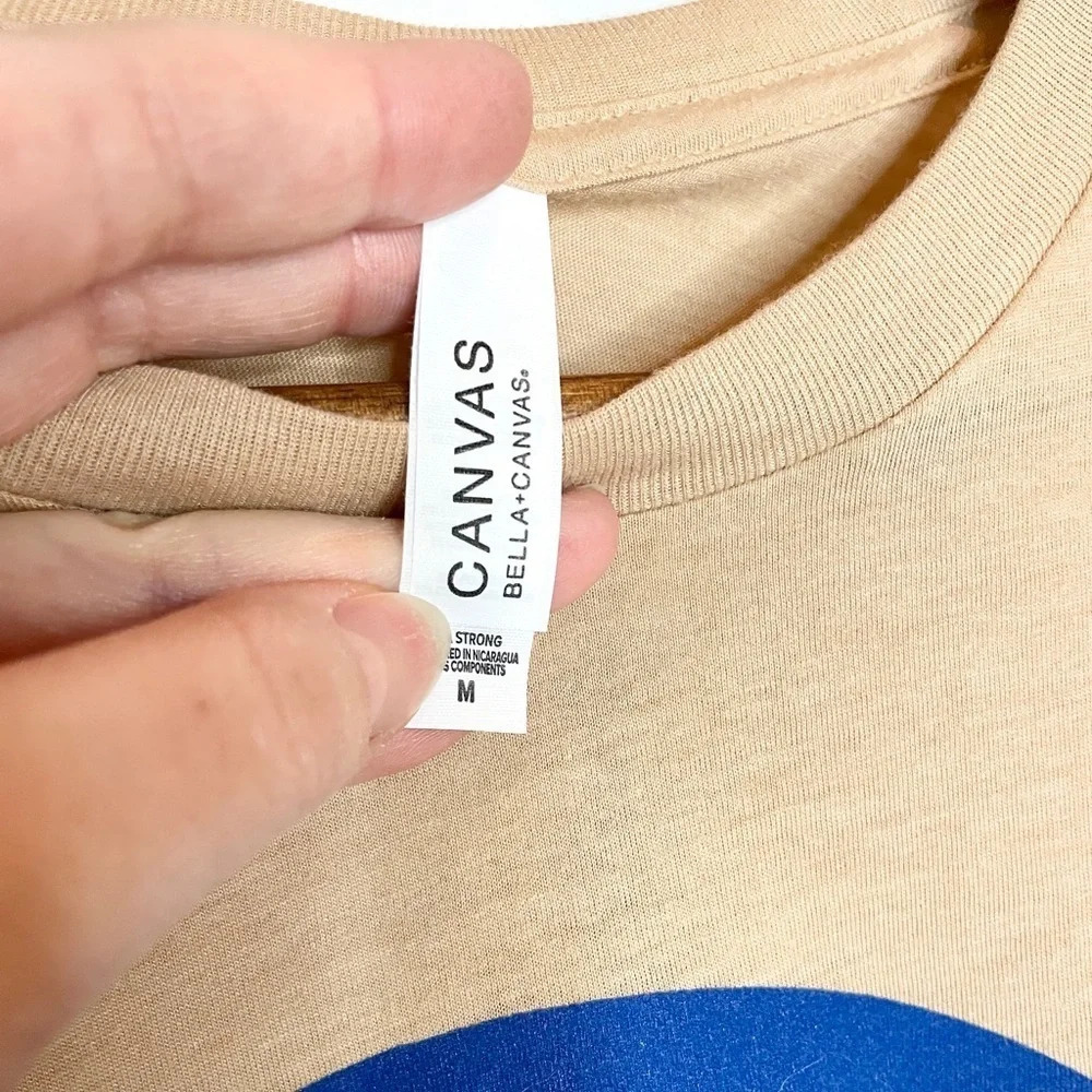 Custom Bella Canvas Medium Unisex Tan Logo Tee Shirt - Picture 3 of 5